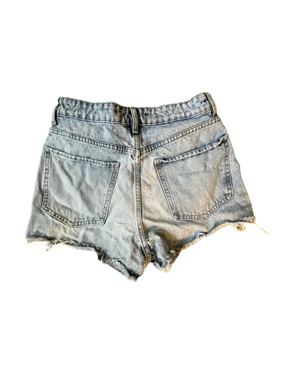Zara Women’s High Rise Distressed Denim Shorts Size 4 Light Wash Frayed Y2K